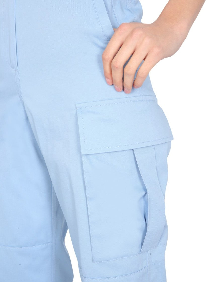 Msgm Cropped Cargo Pants With Buttoned Hem