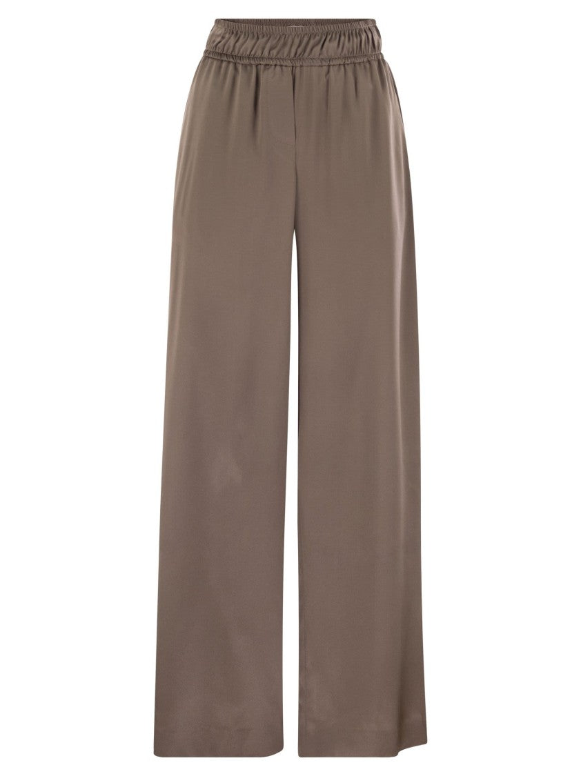 Brunello Cucinelli Track Trousers In Stretch Silk Satin