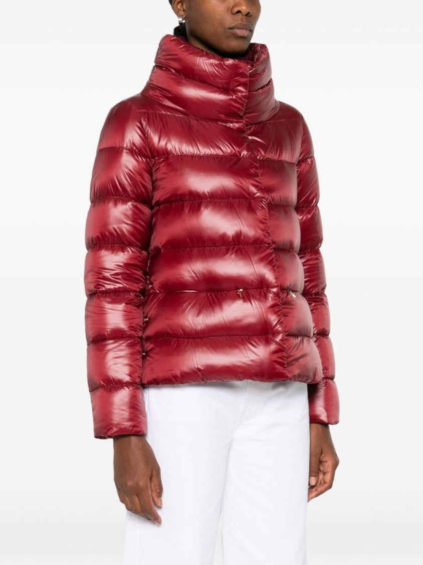 Herno Bordeaux High-Collar Puffer Jacket With Cropped Fit