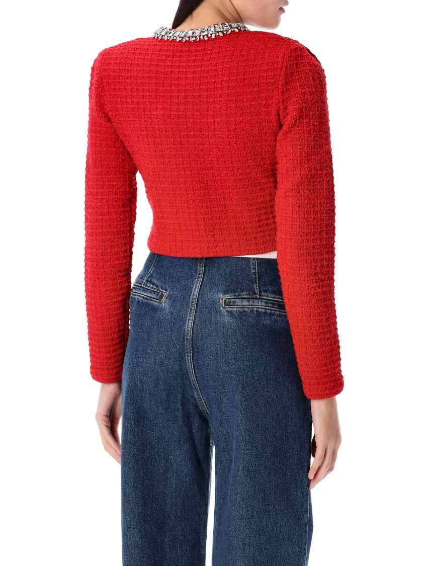 Self-Portrait Knit Red Jacket