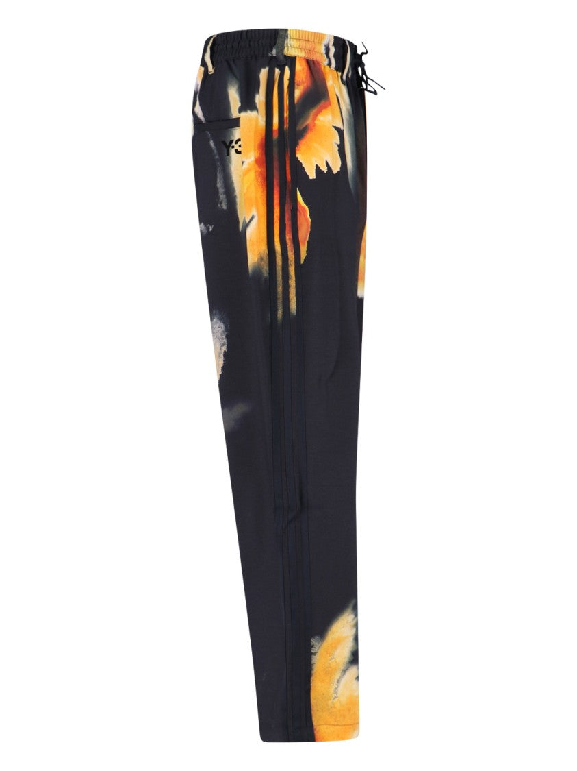 Y-3 Sporty Black Pants With Abstract Orange Print
