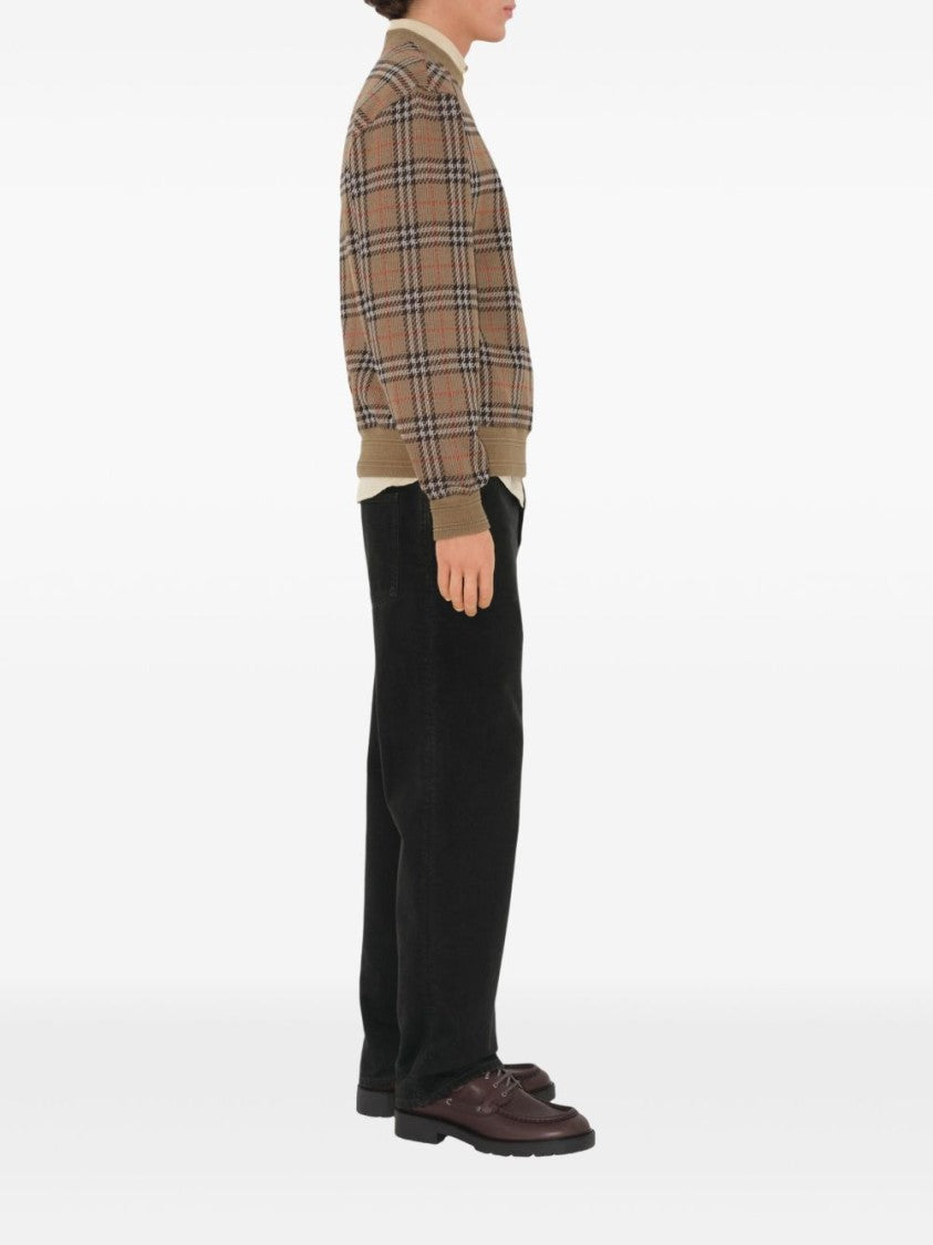 Burberry Check Pattern Sweatshirt With Embroidered Logo