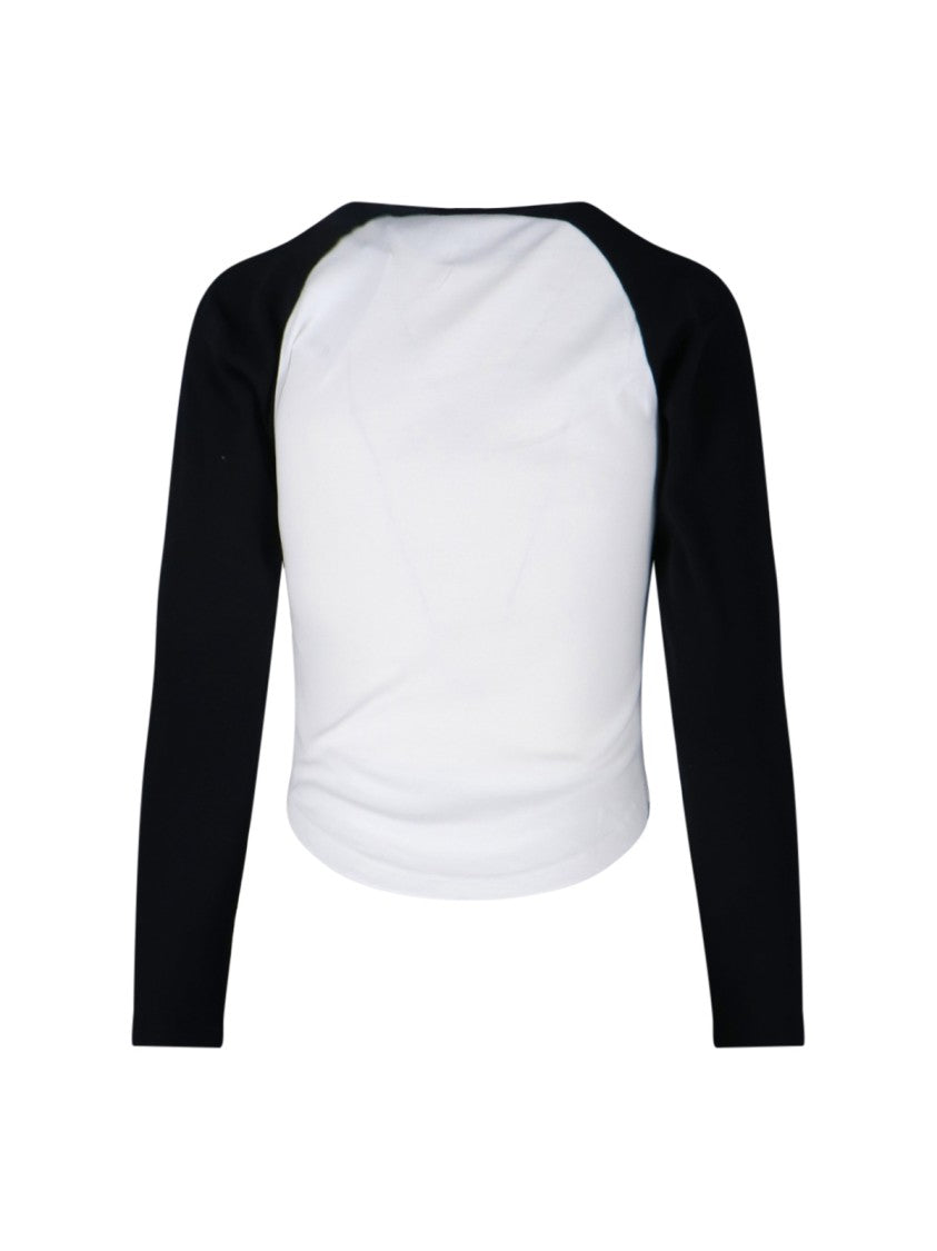 Courrèges White Cotton "Circle Contrast" T-Shirt