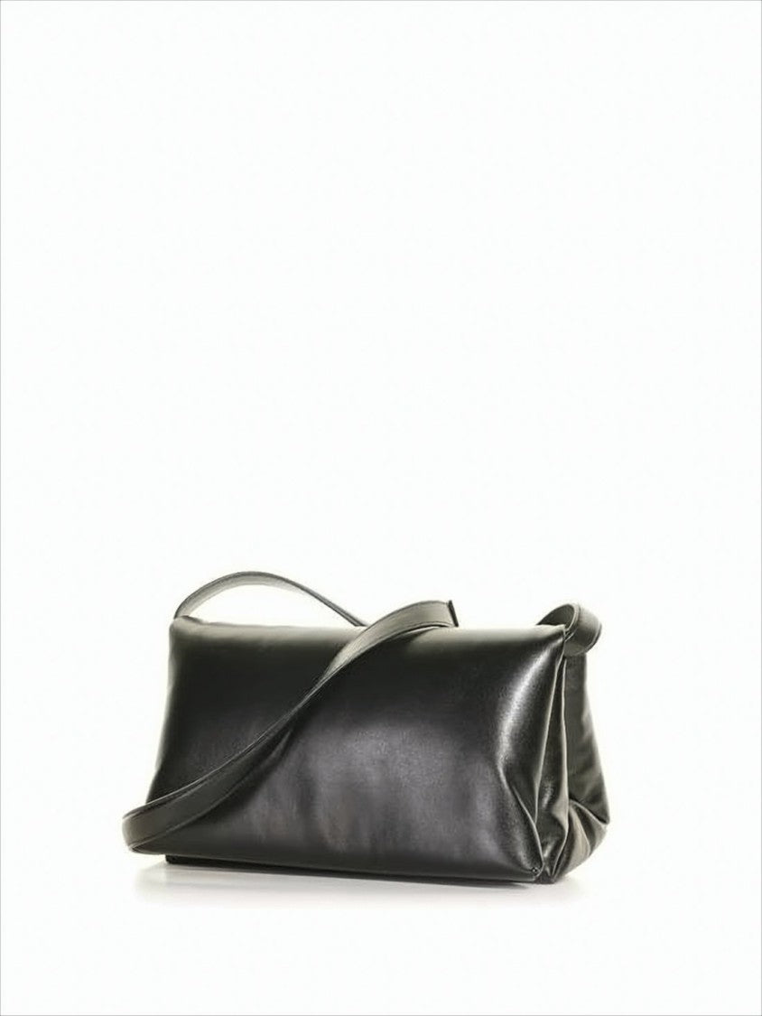 Marni Rectangular Black Leather Crossbody Bag With Design