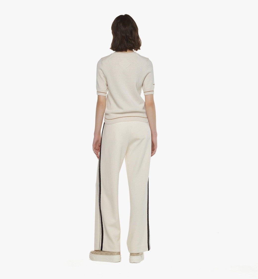 Mcm Wide-Leg Bouclé Pants With Contrast Black Trim