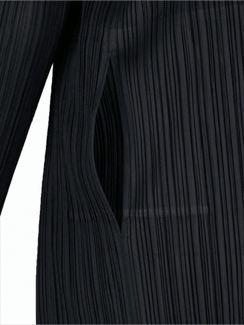 Pleats Please Open-Front Pleated Cardigan With Three-Quarter Sleeves