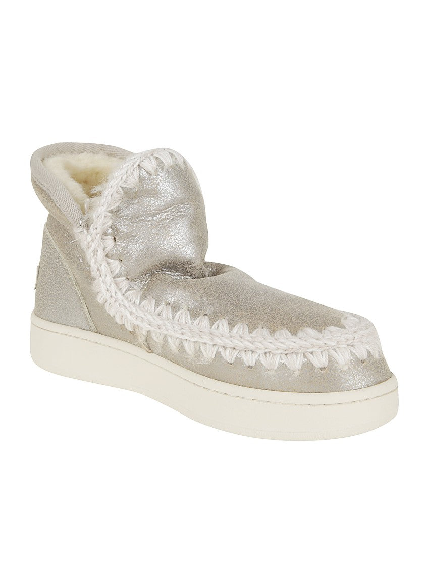Mou Metallic-Finish Ankle Boots With Whipstitch Detailing