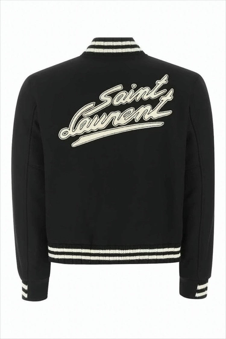 Saint Laurent Classic Bomber Jacket With Ribbed Collar