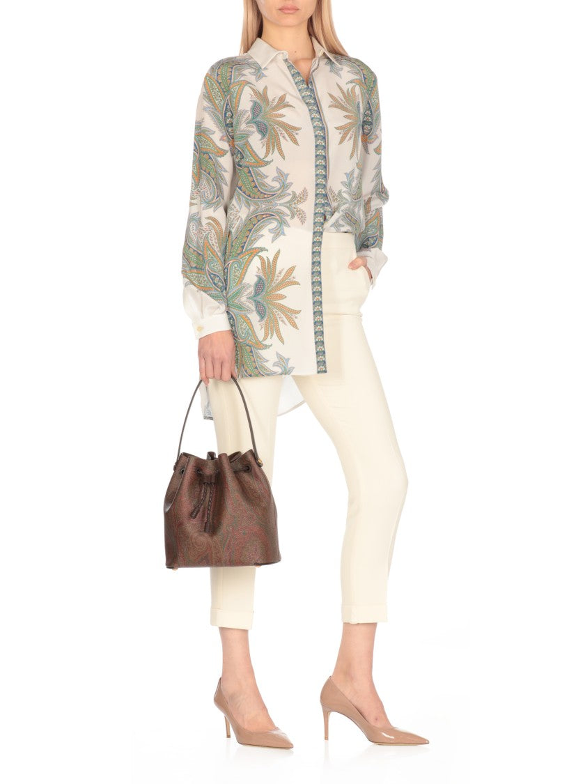 Etro Brown Cotton And Leather Bag