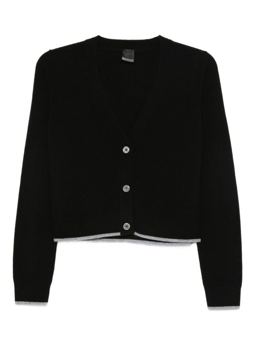 Pinko Cropped Cardigan Sweater With Deep V-Neckline