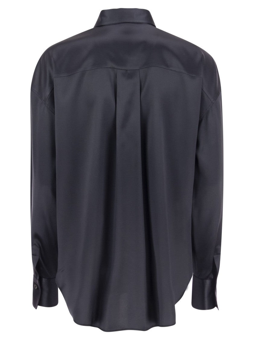 Brunello Cucinelli Stretch Silk Satin Shirt With Shiny Pockets
