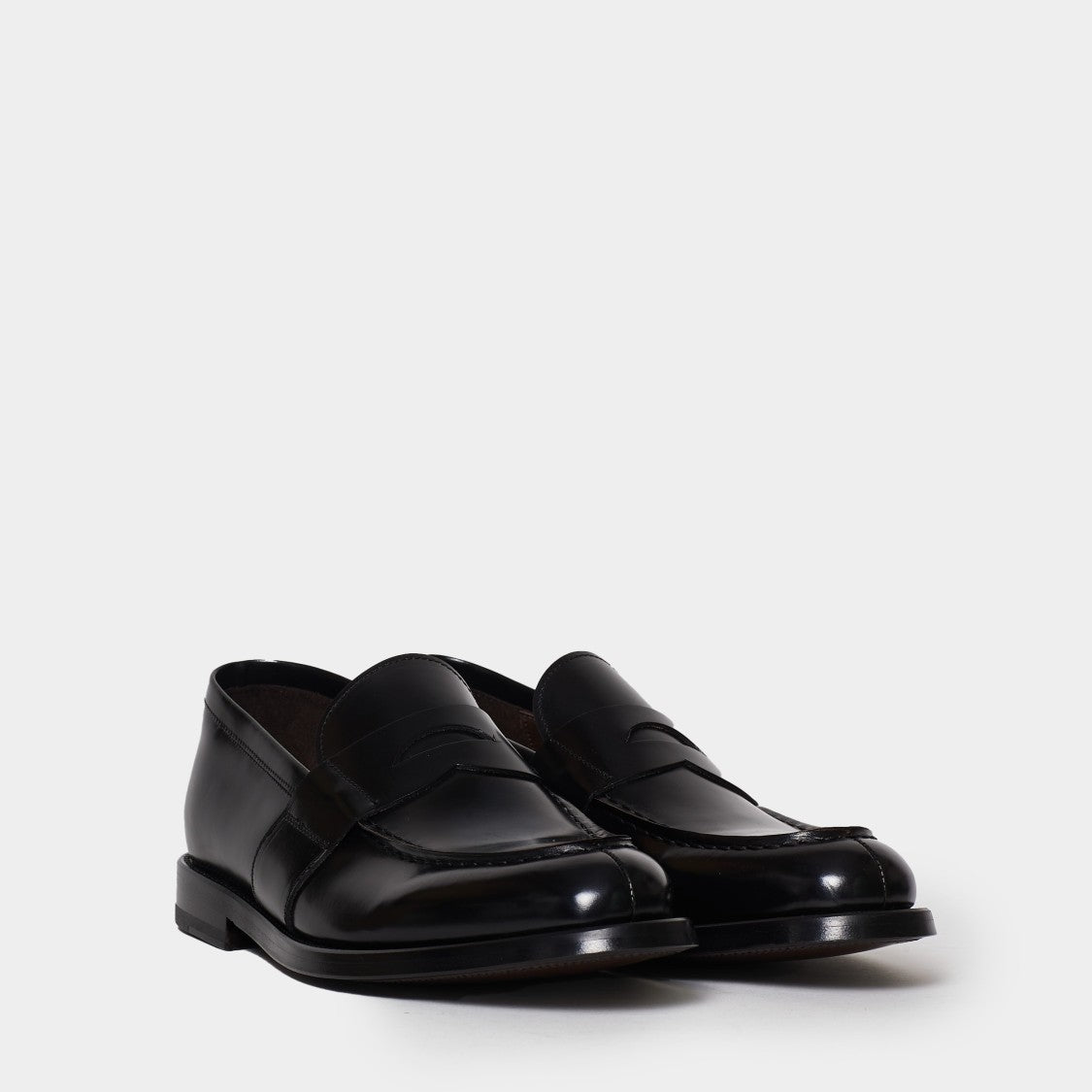 Green George Black Moccasin In Full Grain Leather