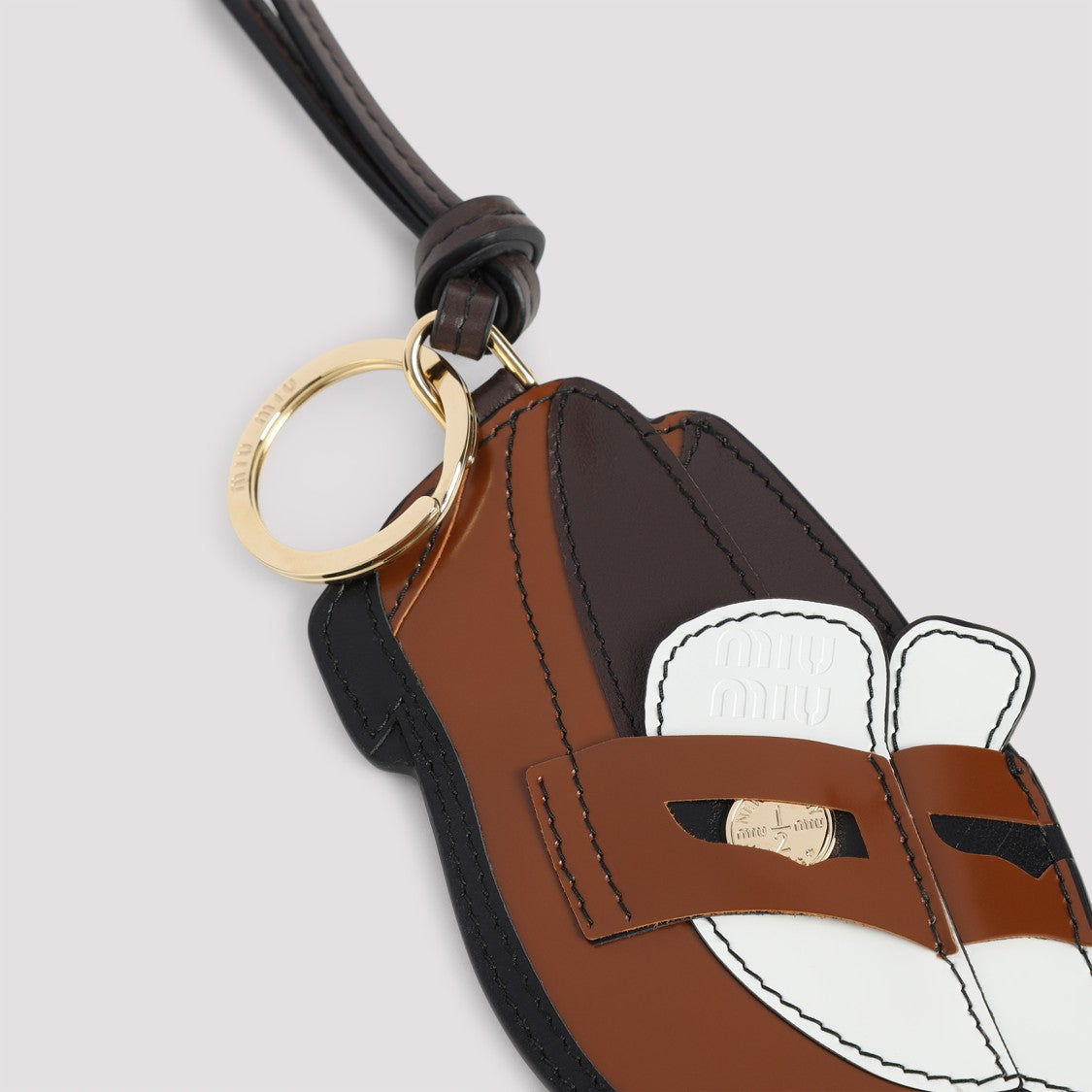 Miu Miu Playful Calf Leather Clutch With Gold Ring Detail