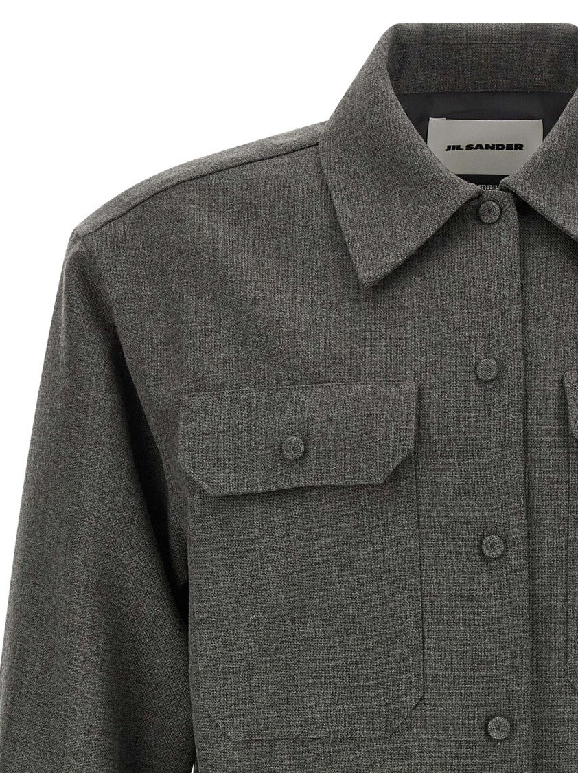 Jil Sander Structured Wool Canvas Shirt With Minimalist Design