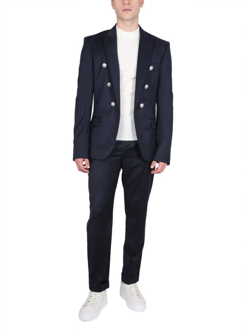 Balmain Black Wool Straight Leg Pants