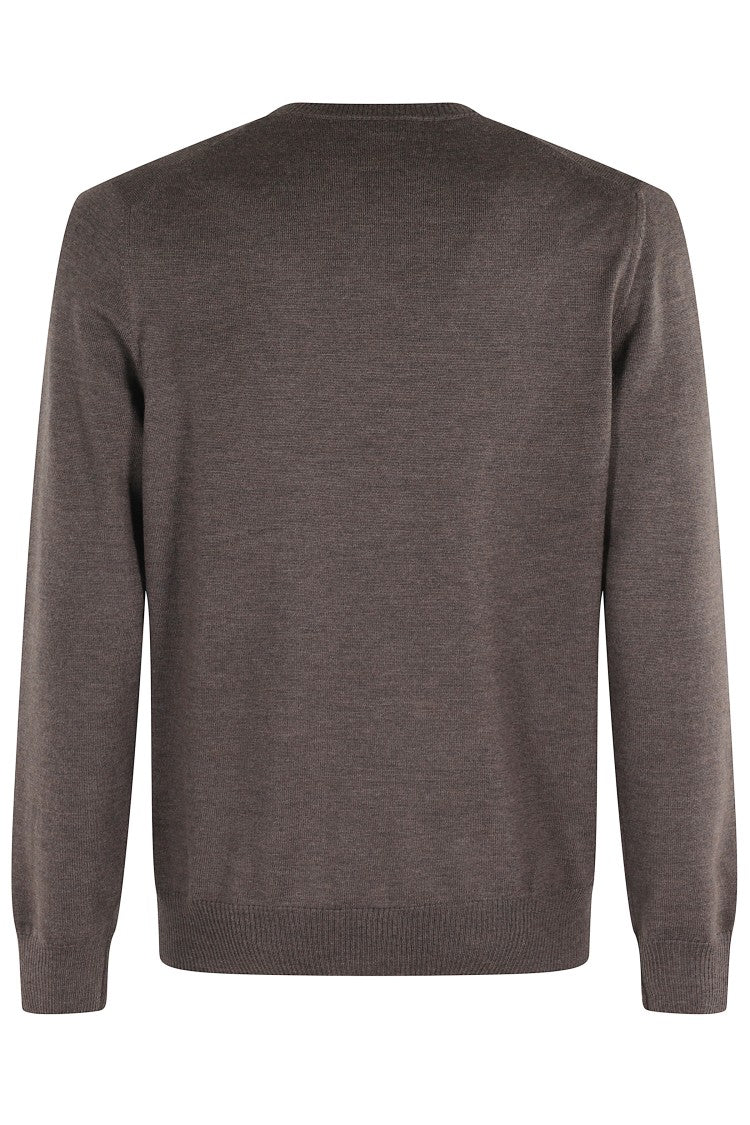 Fay Cocoa Wool Sweater With Round Neckline And Long Sleeves