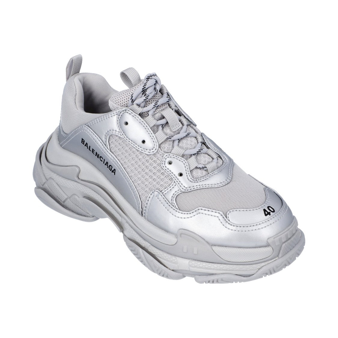 Balenciaga Silver Metallic' Triple S Sneaker