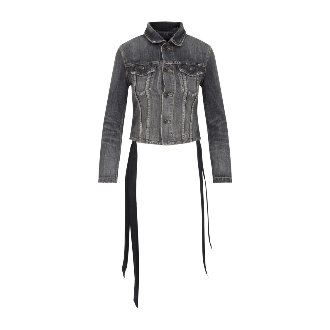 Balenciaga Cropped Grey Cotton Jacket With Lace-Up Back Detail