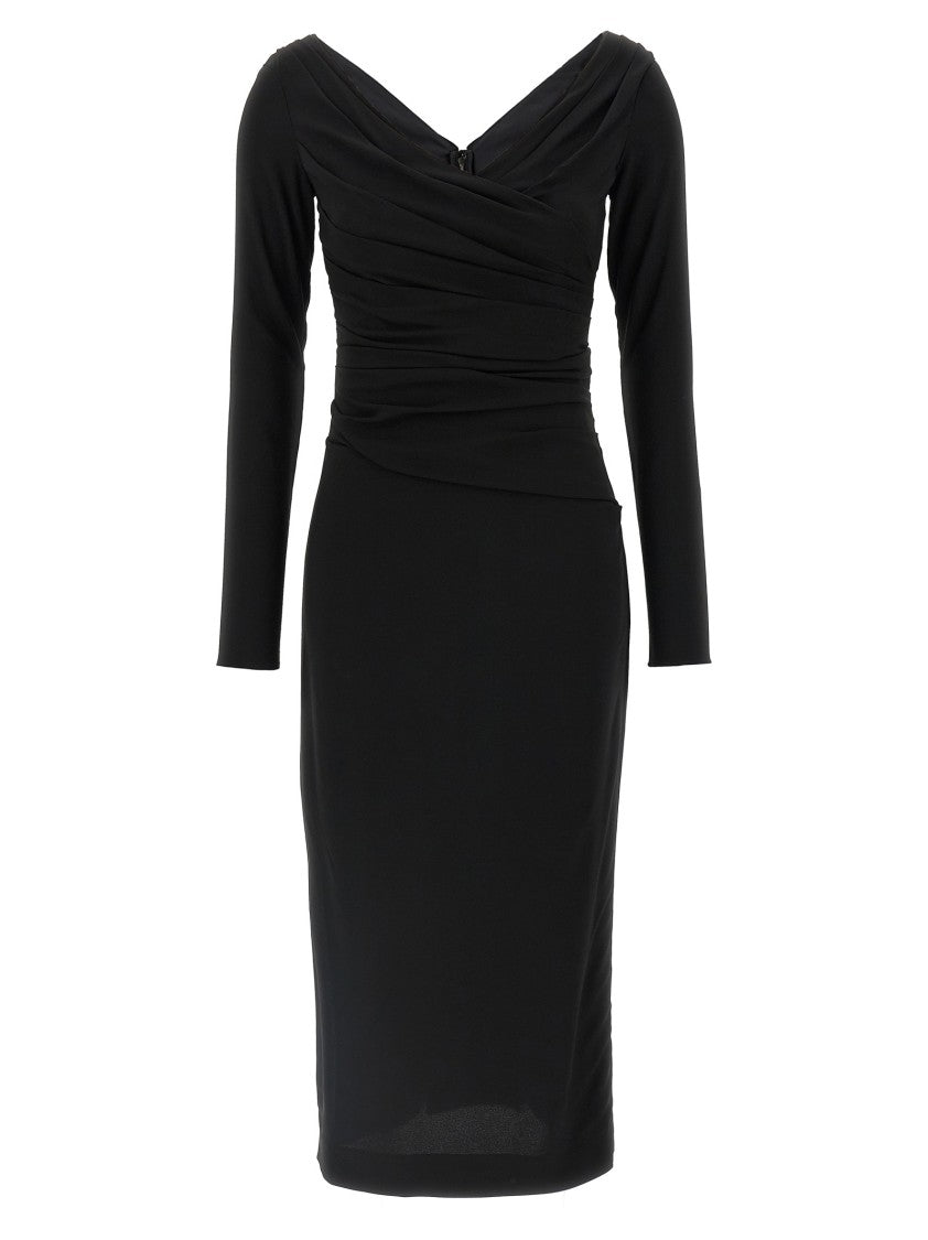 Dolce & Gabbana Draped Midi Dress With V-Neckline