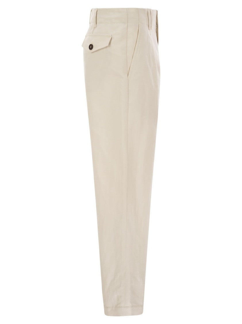 Brunello Cucinelli Pleated Chino Trousers In Cotton Canvas
