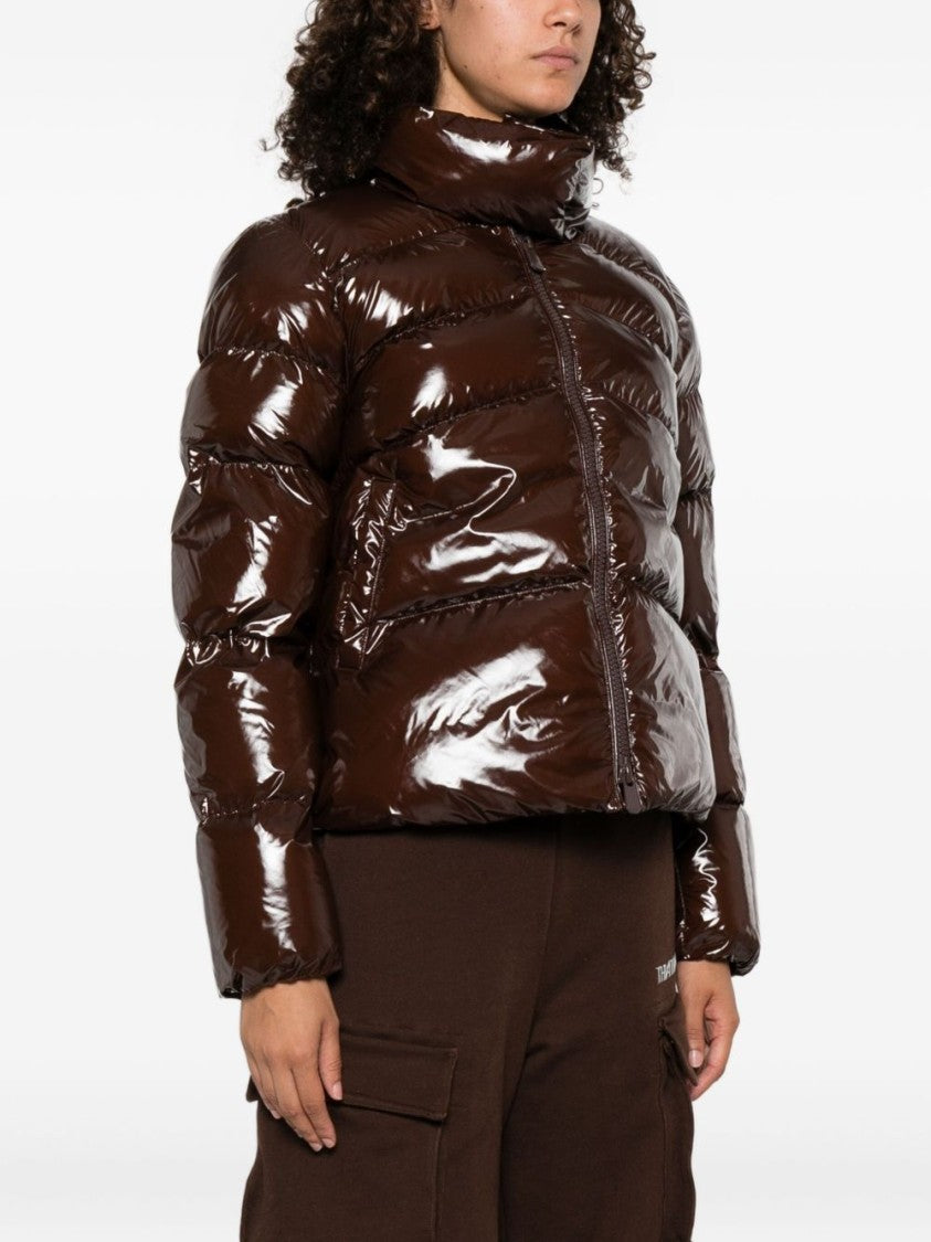 Pinko Glossy Puffer Jacket With High Collar