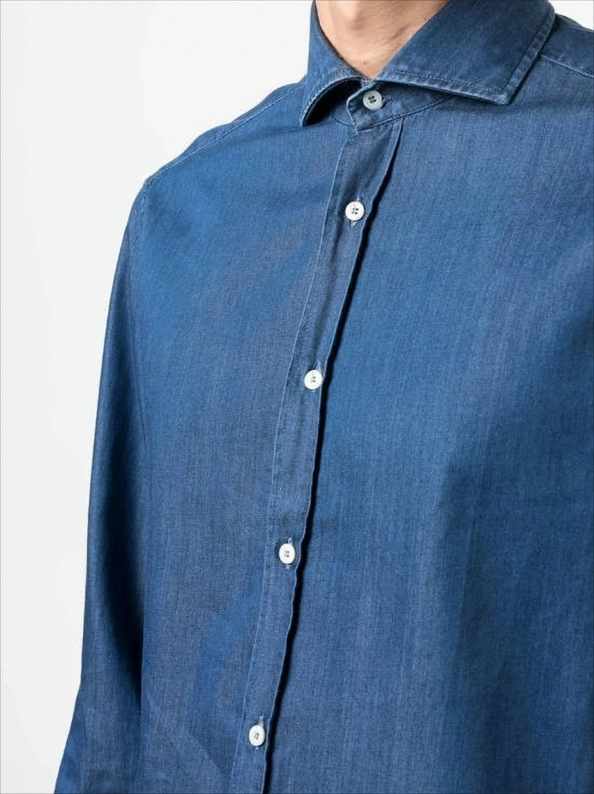 Brunello Cucinelli Medium Blue Cotton Long-Sleeve Shirt