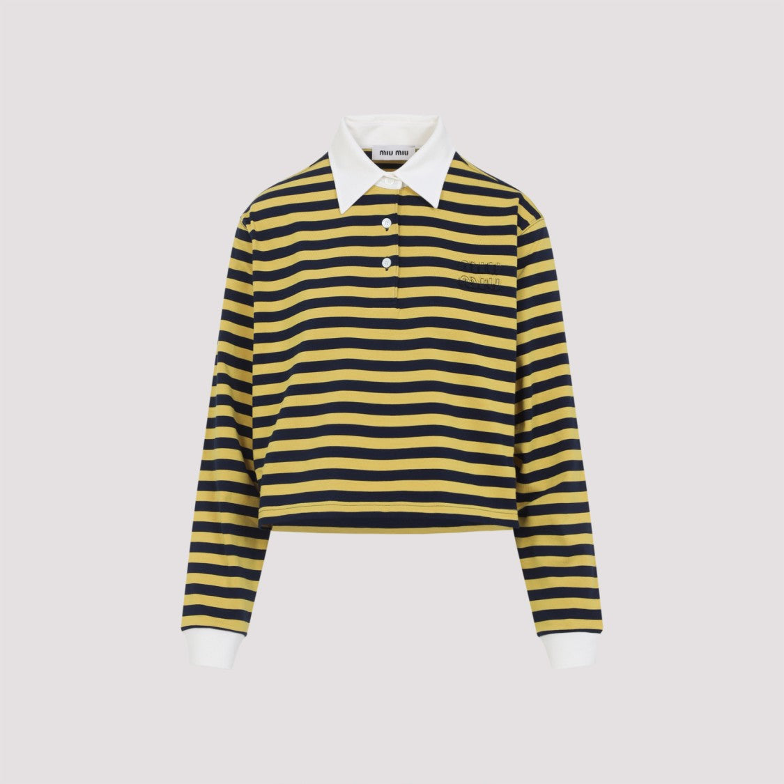 Miu Miu Cropped Polo T-Shirt With Horizontal Stripes