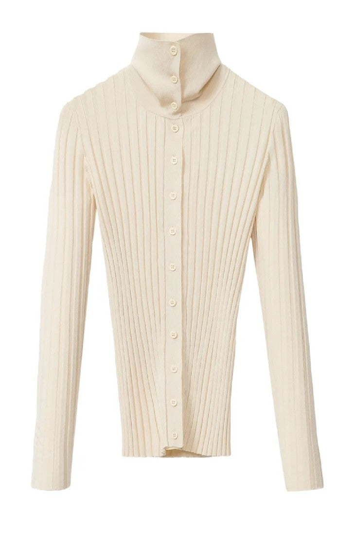 Fabiana Filippi Ribbed High Collar Top