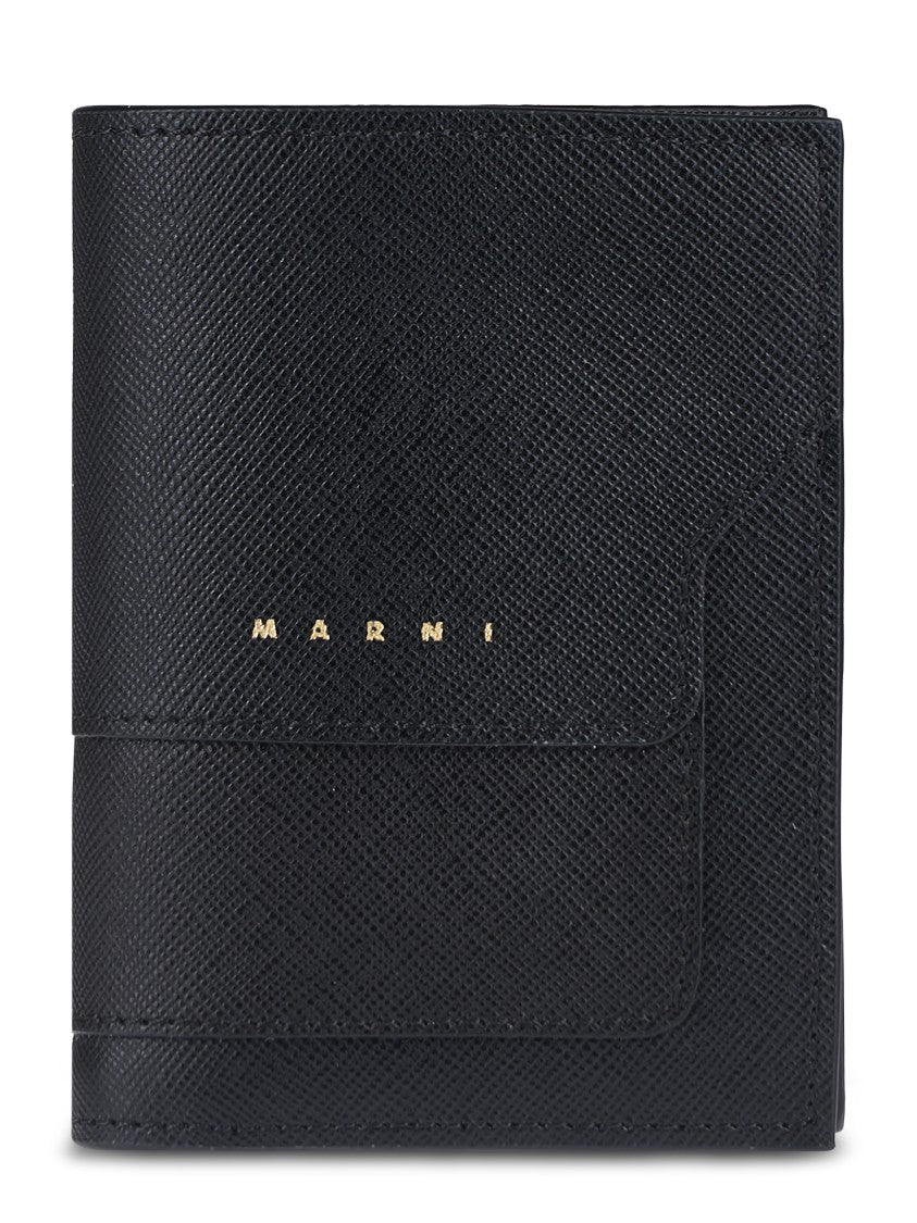 Marni Textured Leather Wallet With Gold-Tone Lettering