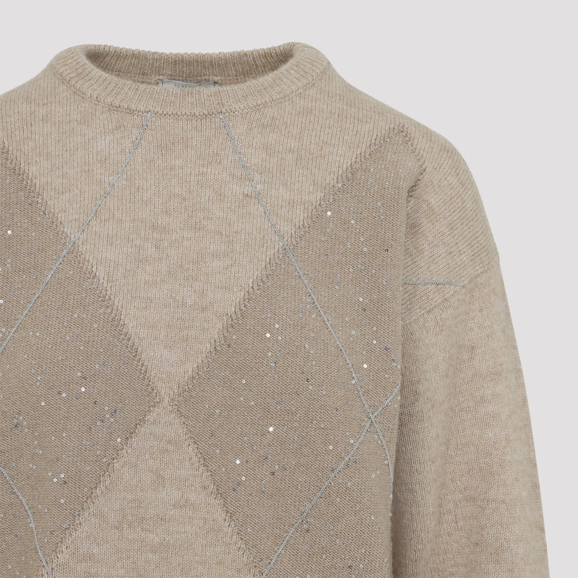 Peserico Amber Beige Virgin Wool Knit Sweater
