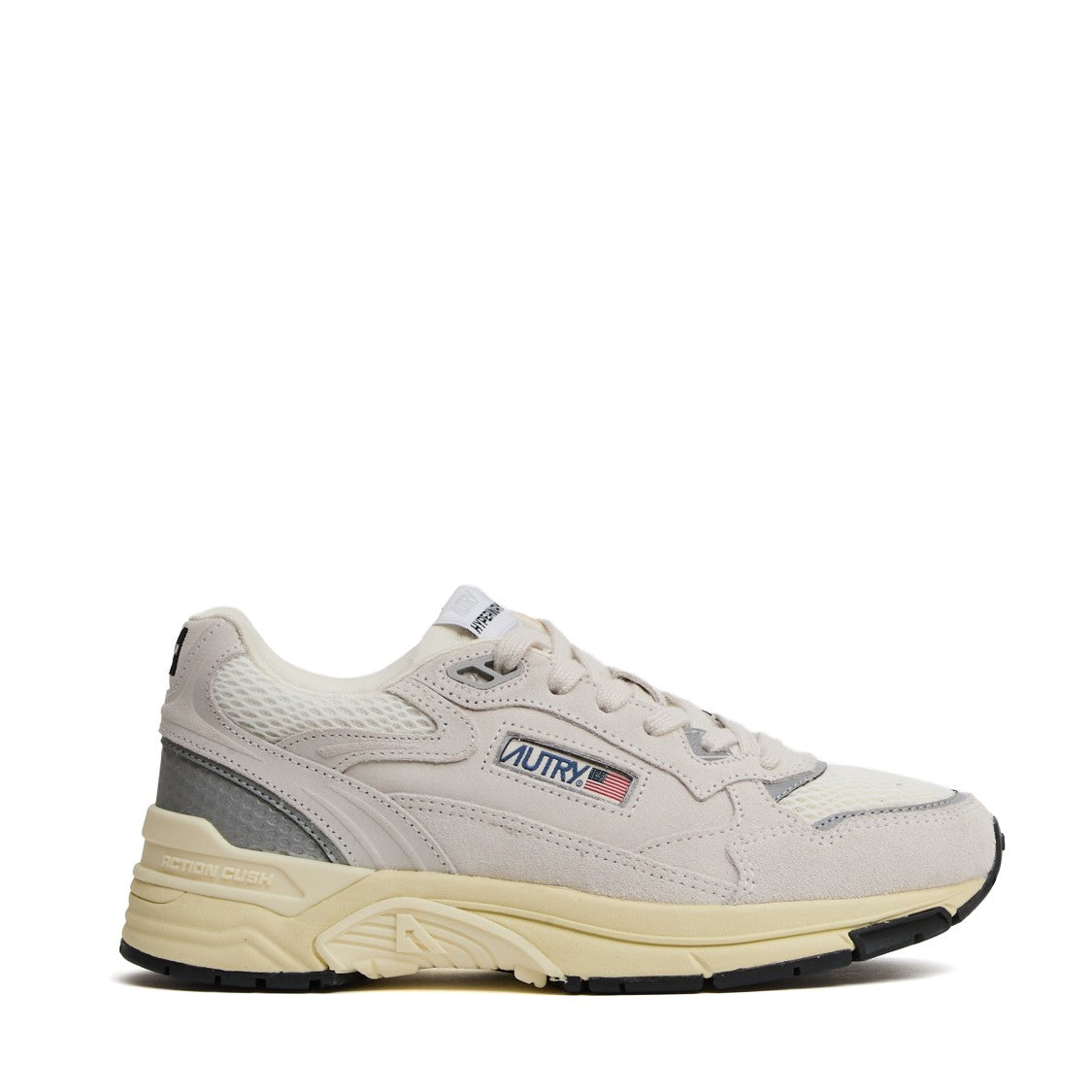 Autry Sneakers Hyperway In Mesh E Suede Bianco/Argento