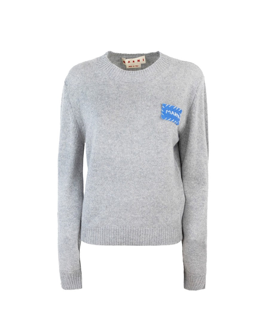 Marni Grey Cashmere Sweater With Embroidery
