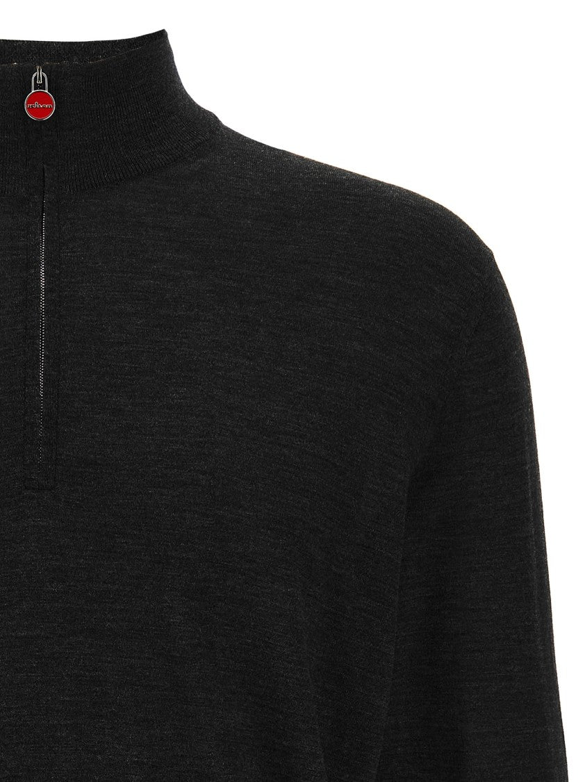 Kiton High-Neck Half-Zip Wool Sweater