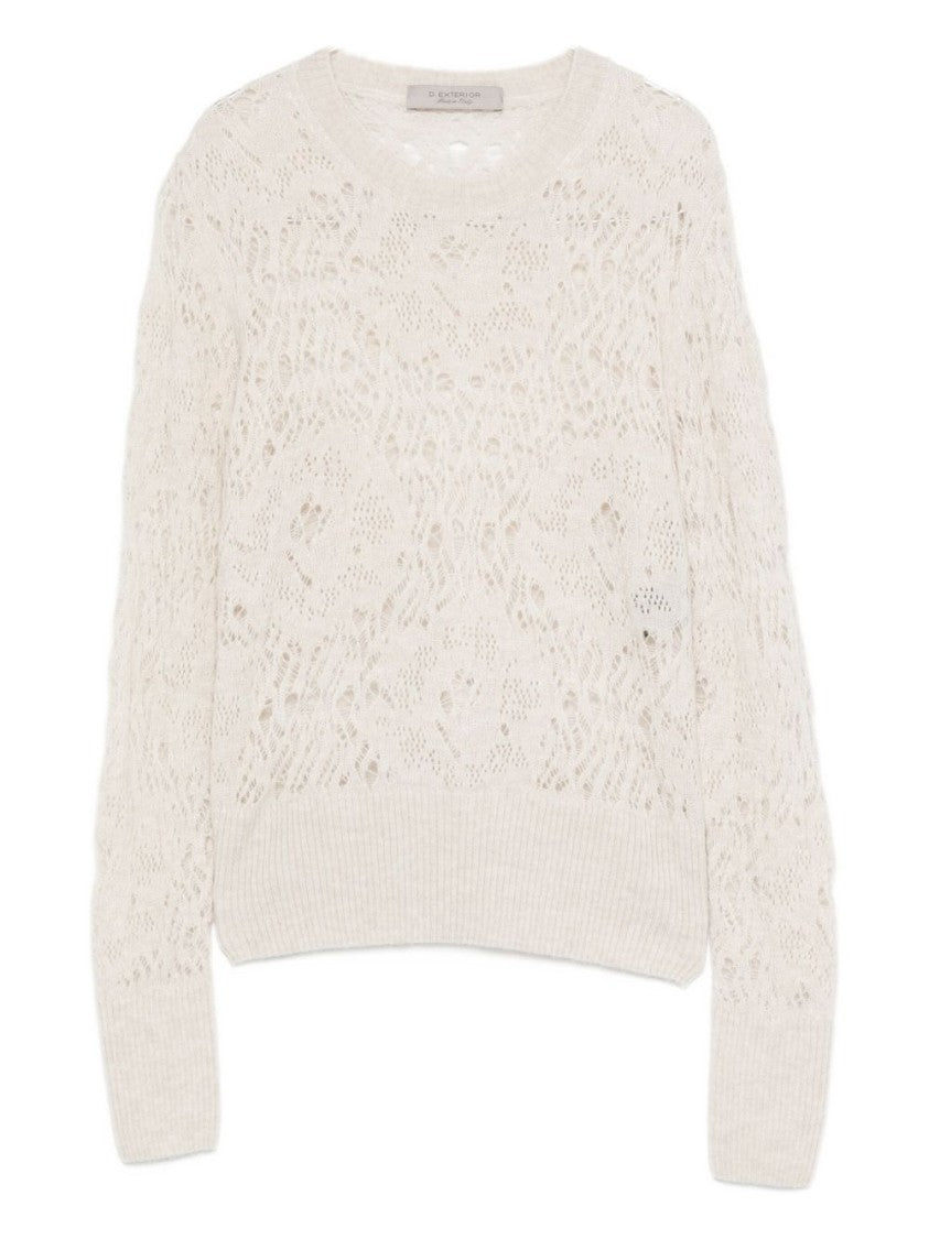 Dexterior Knit Sweater With Lace-Like Pattern