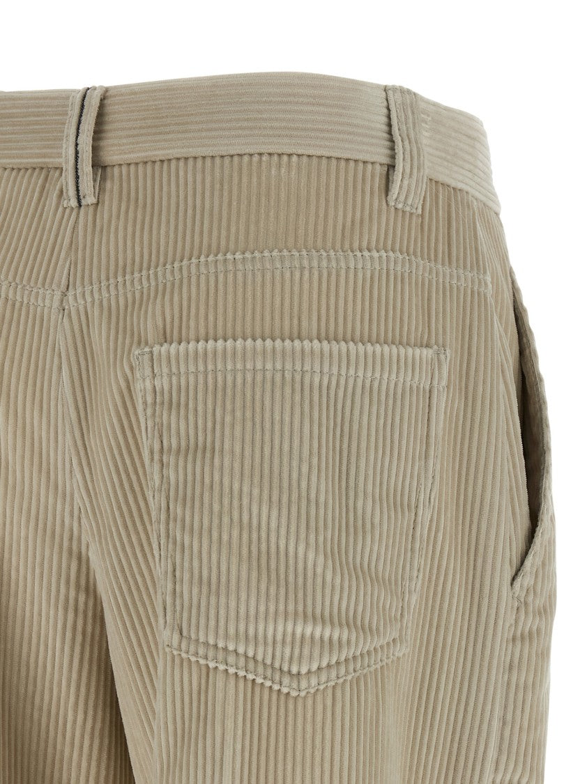 Brunello Cucinelli Wide-Leg Corduroy Trousers With Ironed Pleat