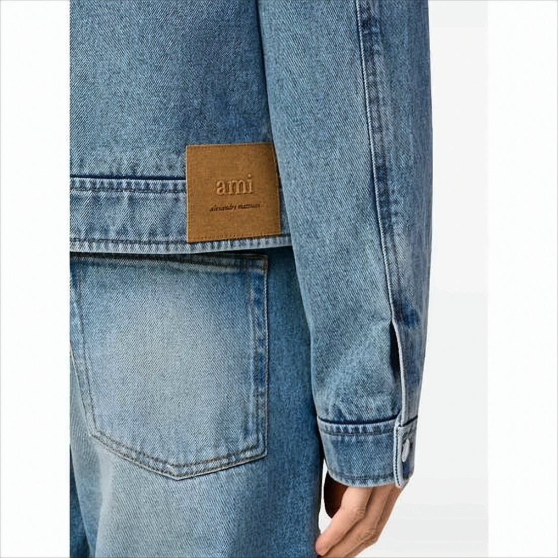 Ami Light Blue Denim Jacket With Iconic Heart Detail