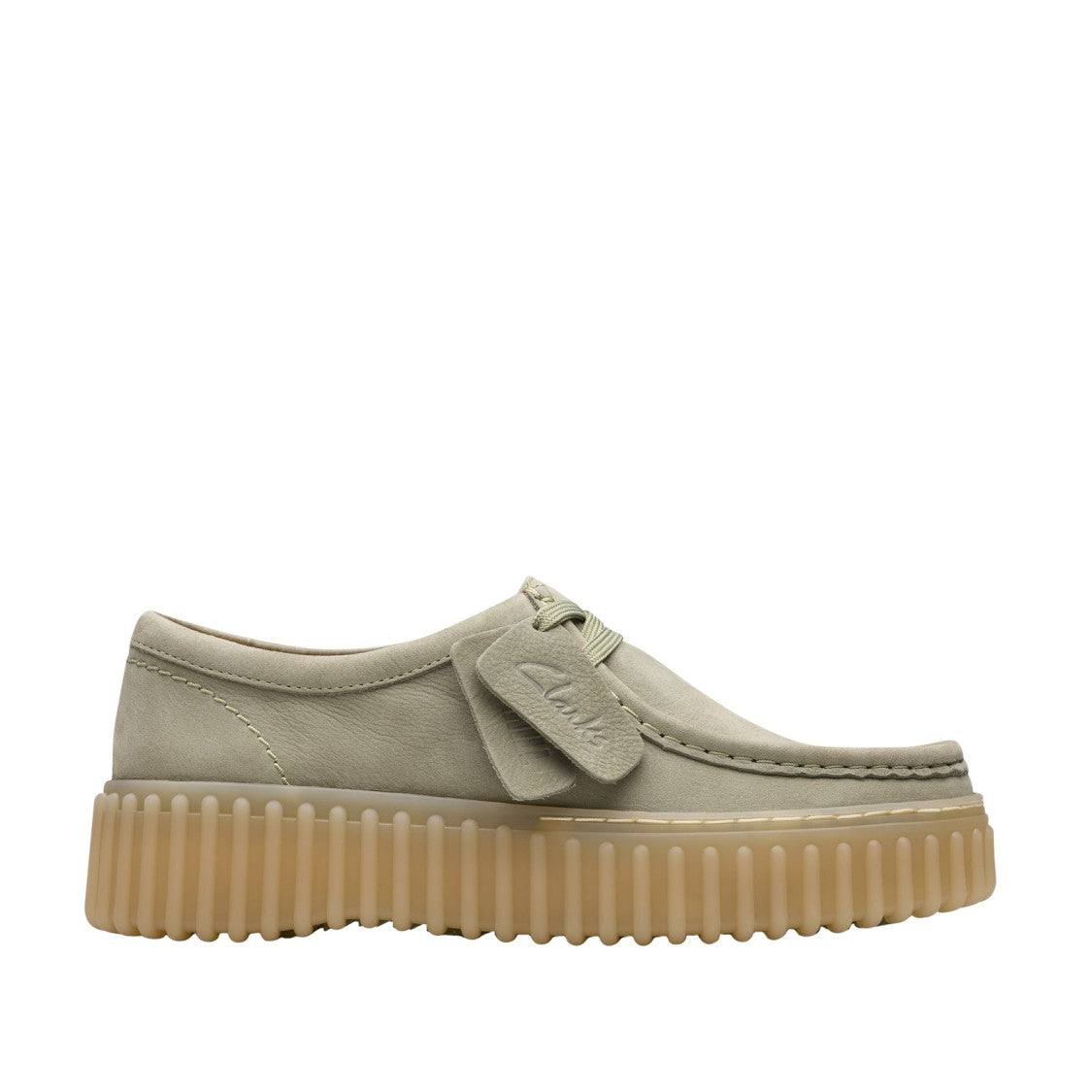 Clarks Soft Light Green Nubuck Torhill Tied Shoe