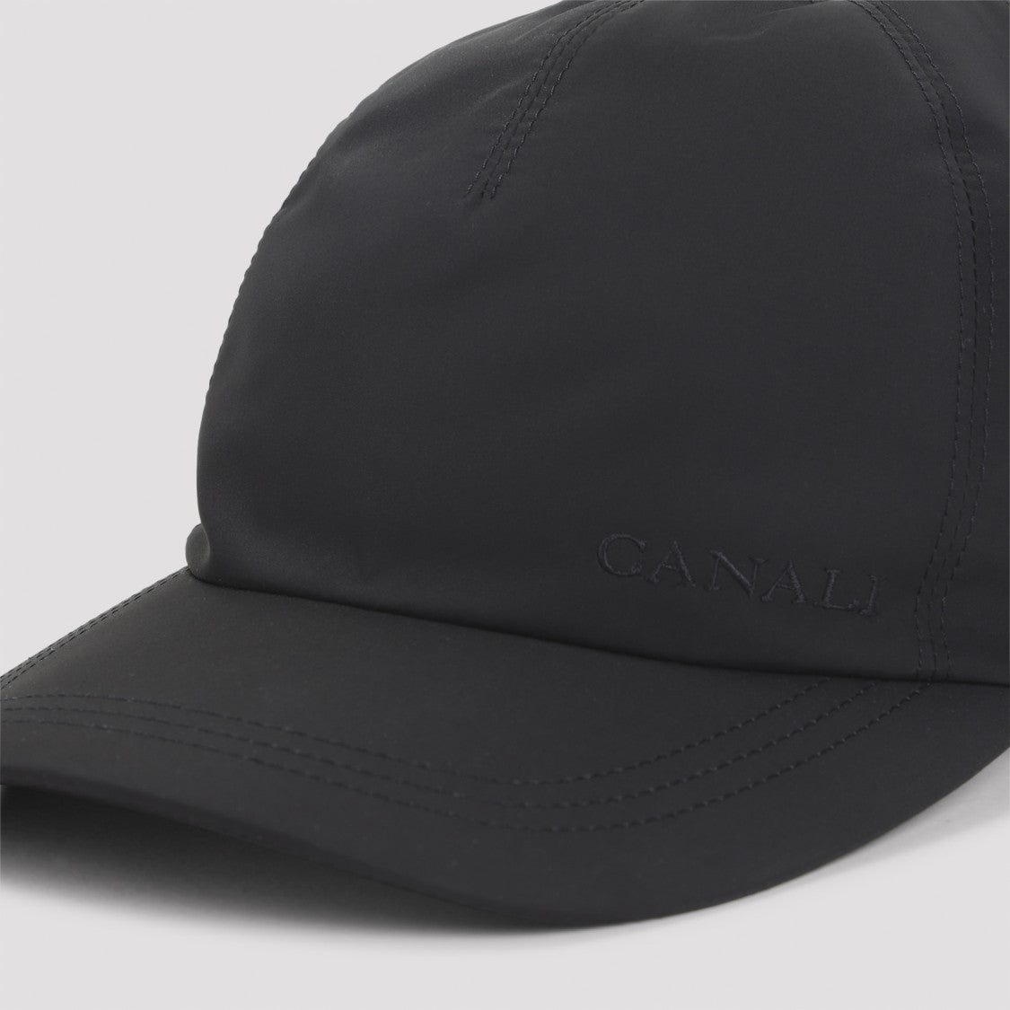 Canali Tonal Logo Black Polyester Cap