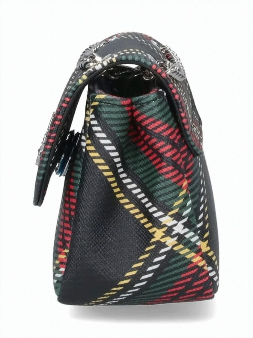 Vivienne Westwood Compact Tartan Plaid Shoulder Bag With Chain Strap