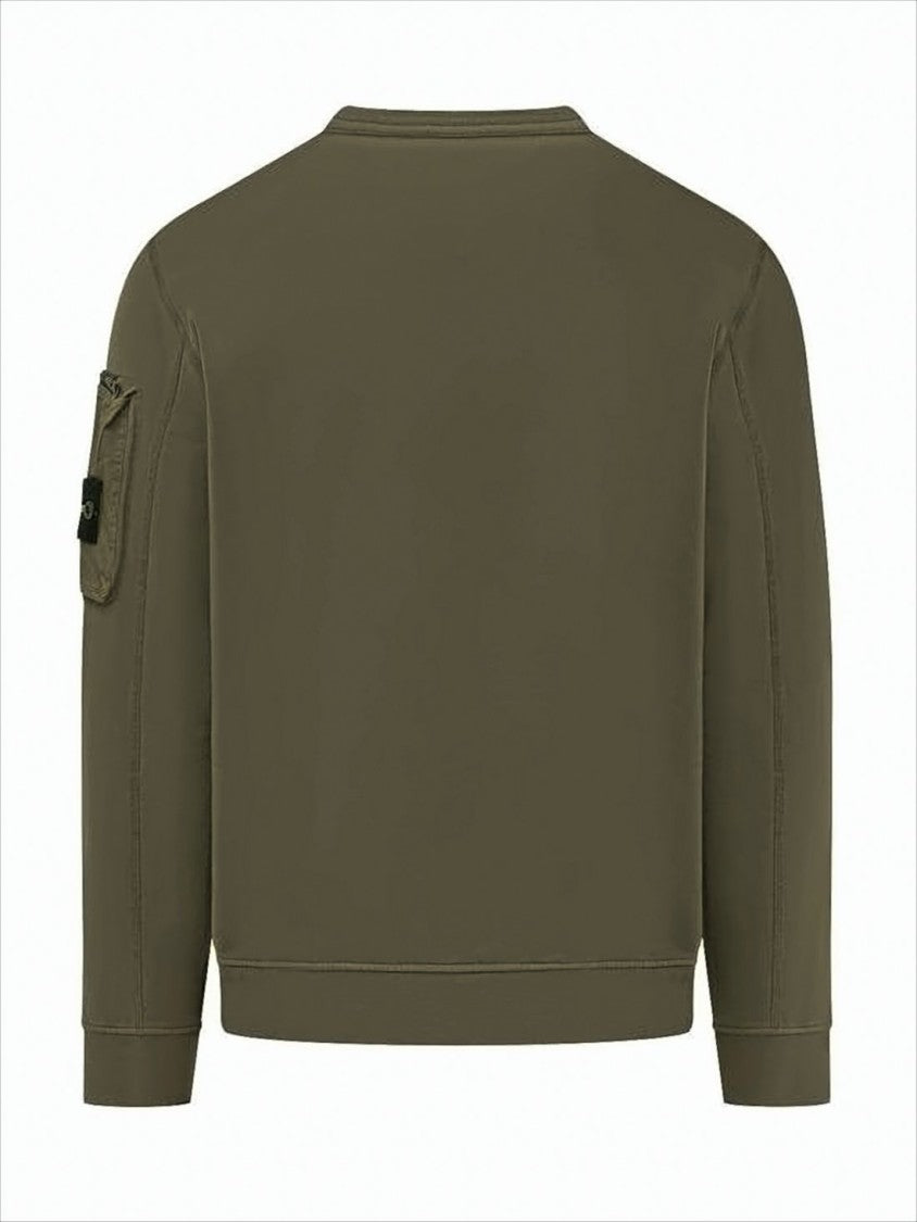 Stone Island Long-Sleeve Sweatshirt With Zippered Pocket And Ribbed Cuffs