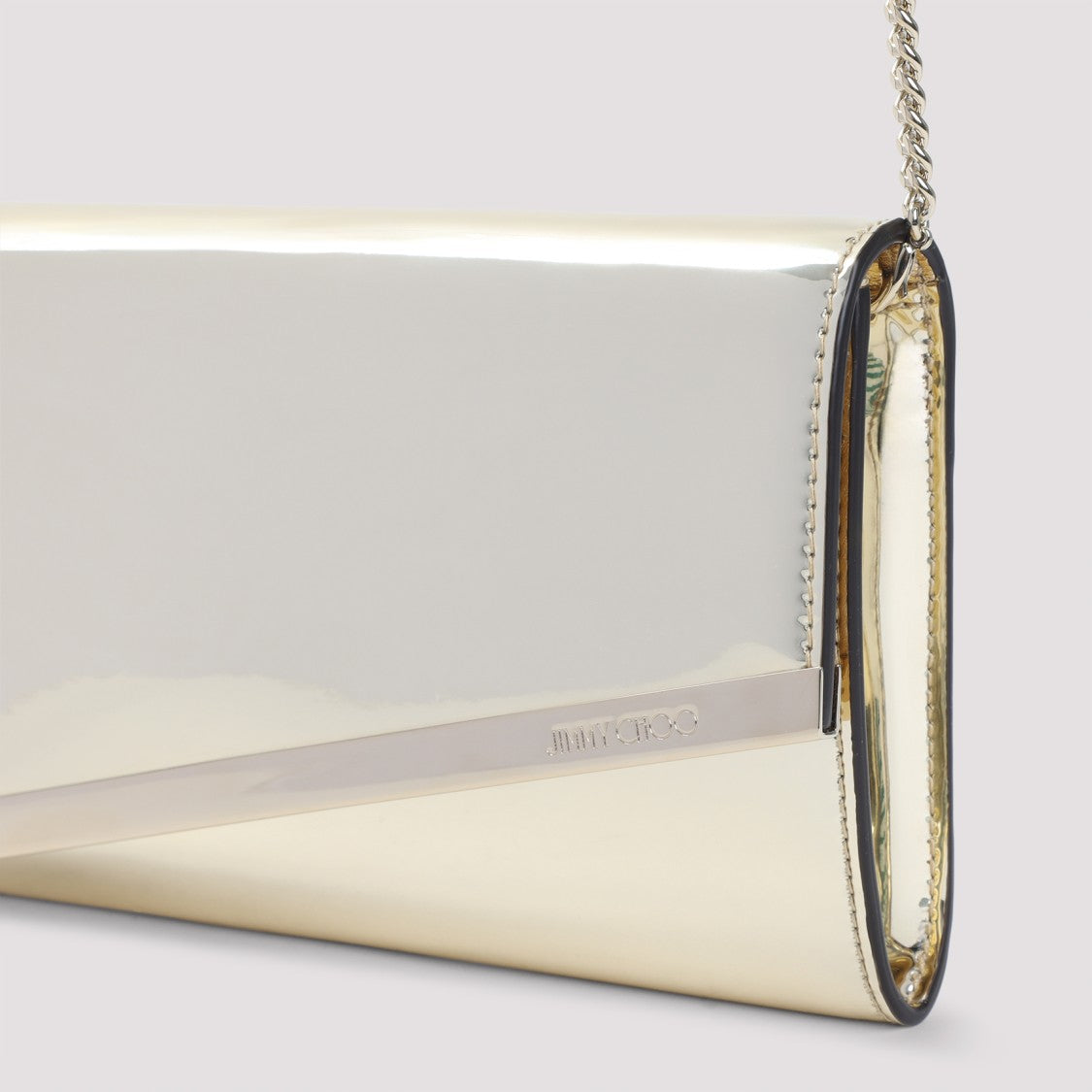 Jimmy Choo Rectangular Clutch Bag In Mirror Gold Leather