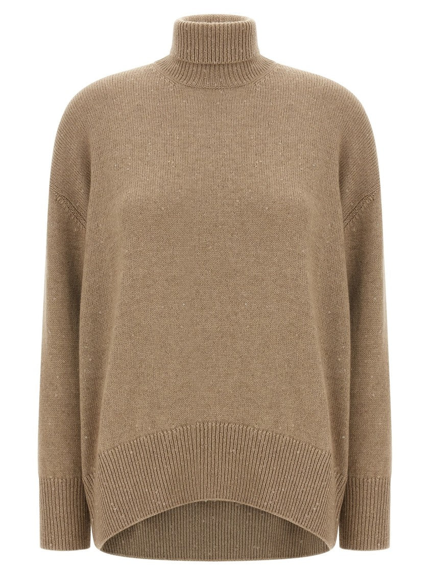 Brunello Cucinelli Cashmere-Silk Sweater With All-Over Sequin Appliqué