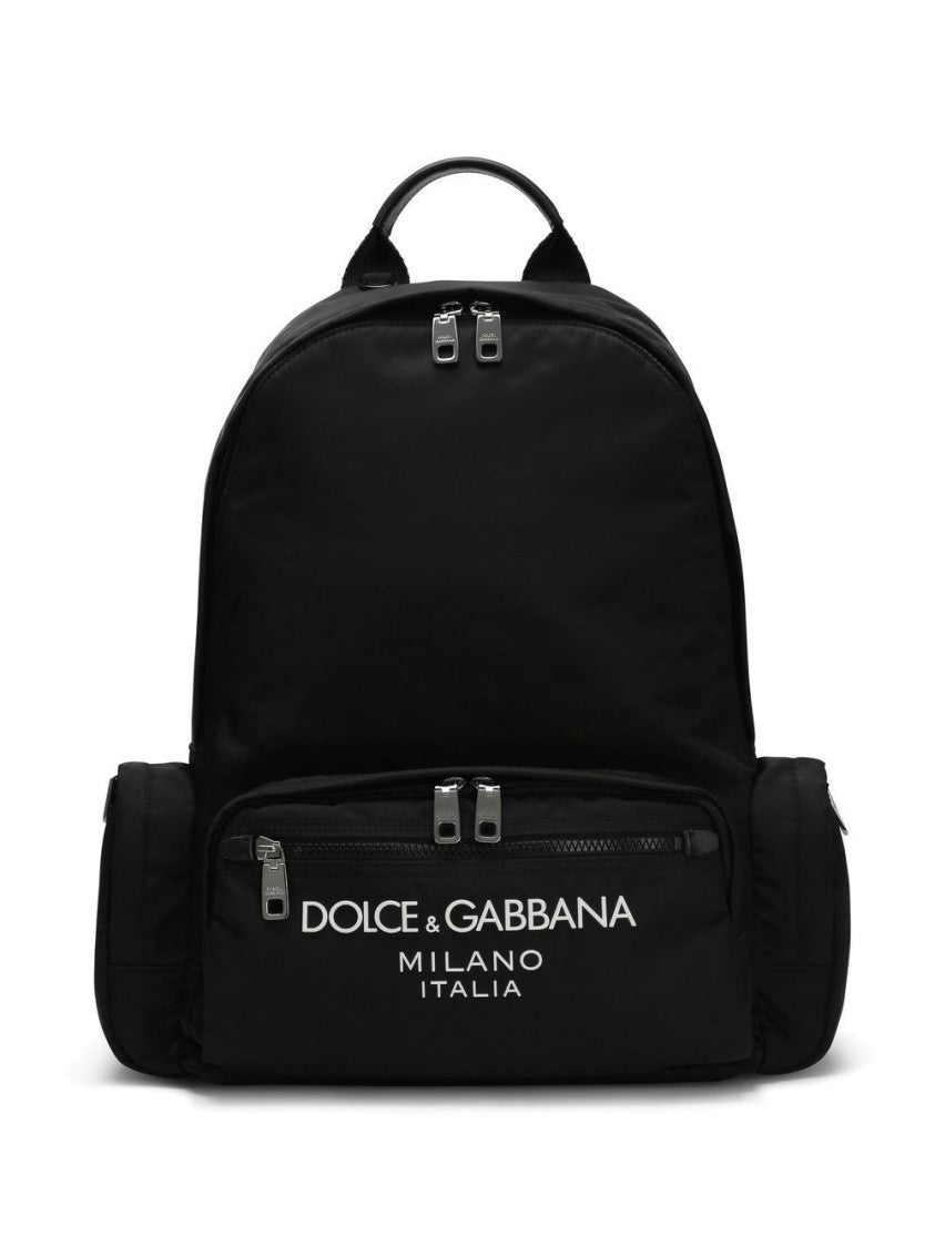 Dolce & Gabbana Logo-Print Black Backpack With Functional Design