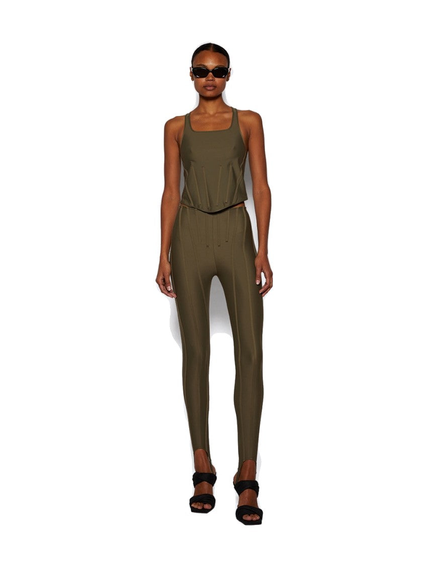 Mugler Corset Leggings Khaki