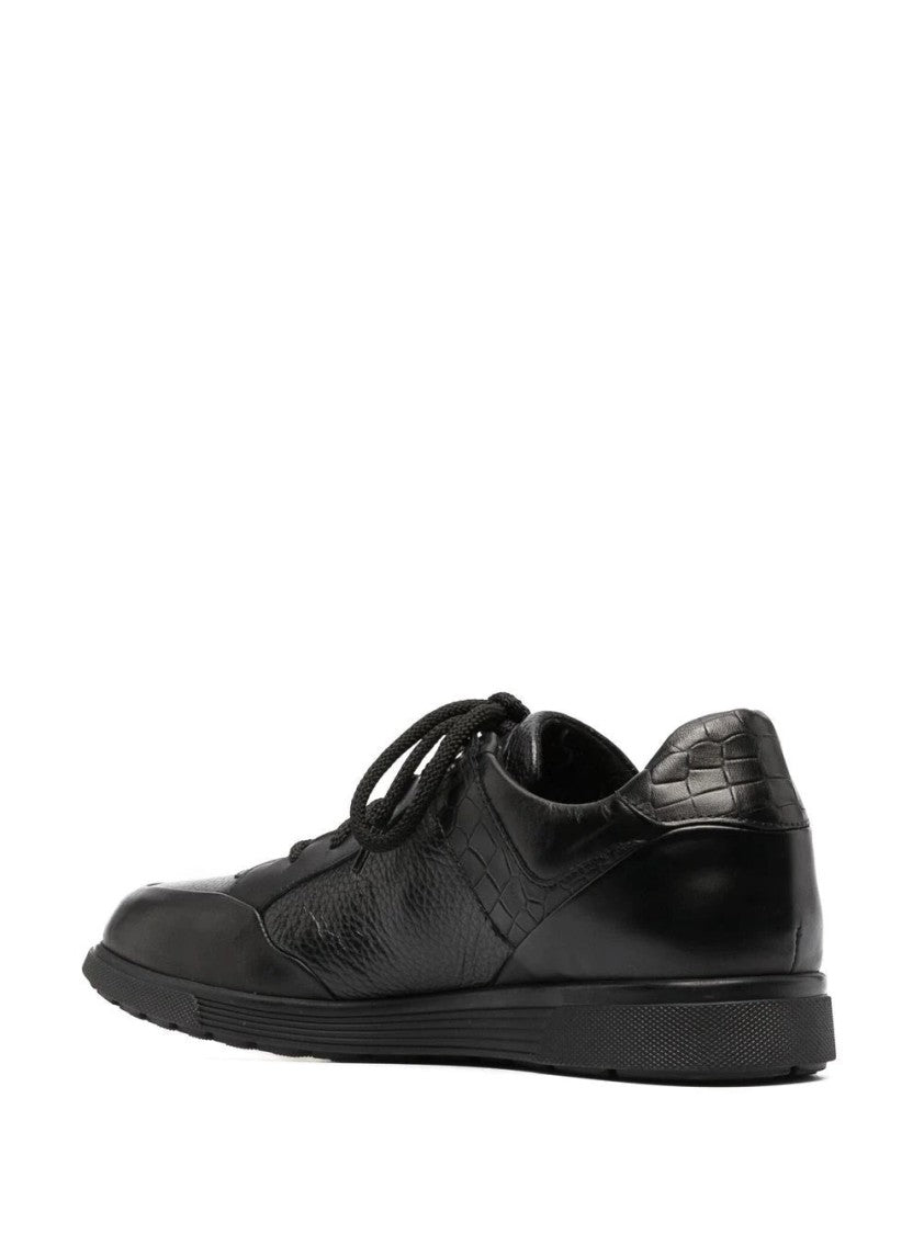 Casadei Low-Top Leather Trainers With Crocodile Skin Texture