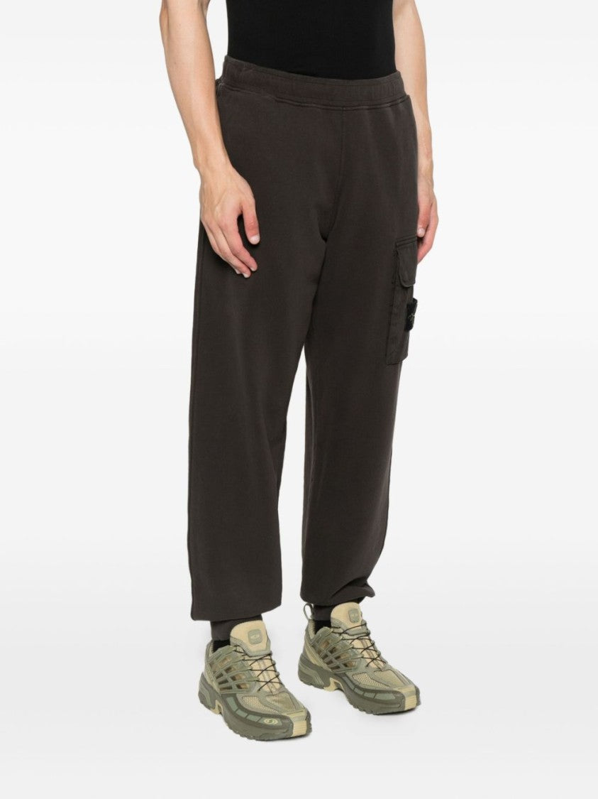 Stone Island Classic Fit Black Trousers With Ribbed Cuffs