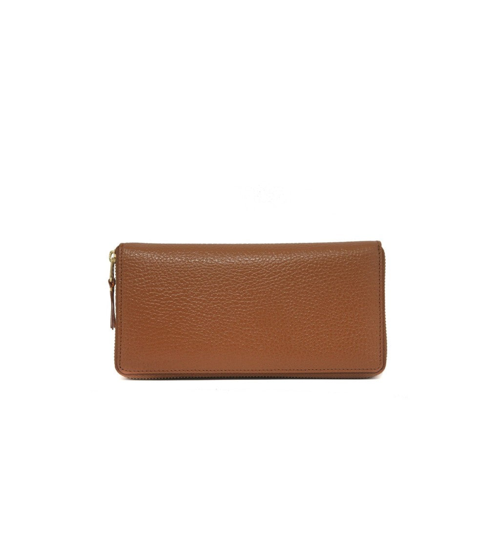 Wallet Cdg Camel Textured Wallet With Vibrant Orange Interior