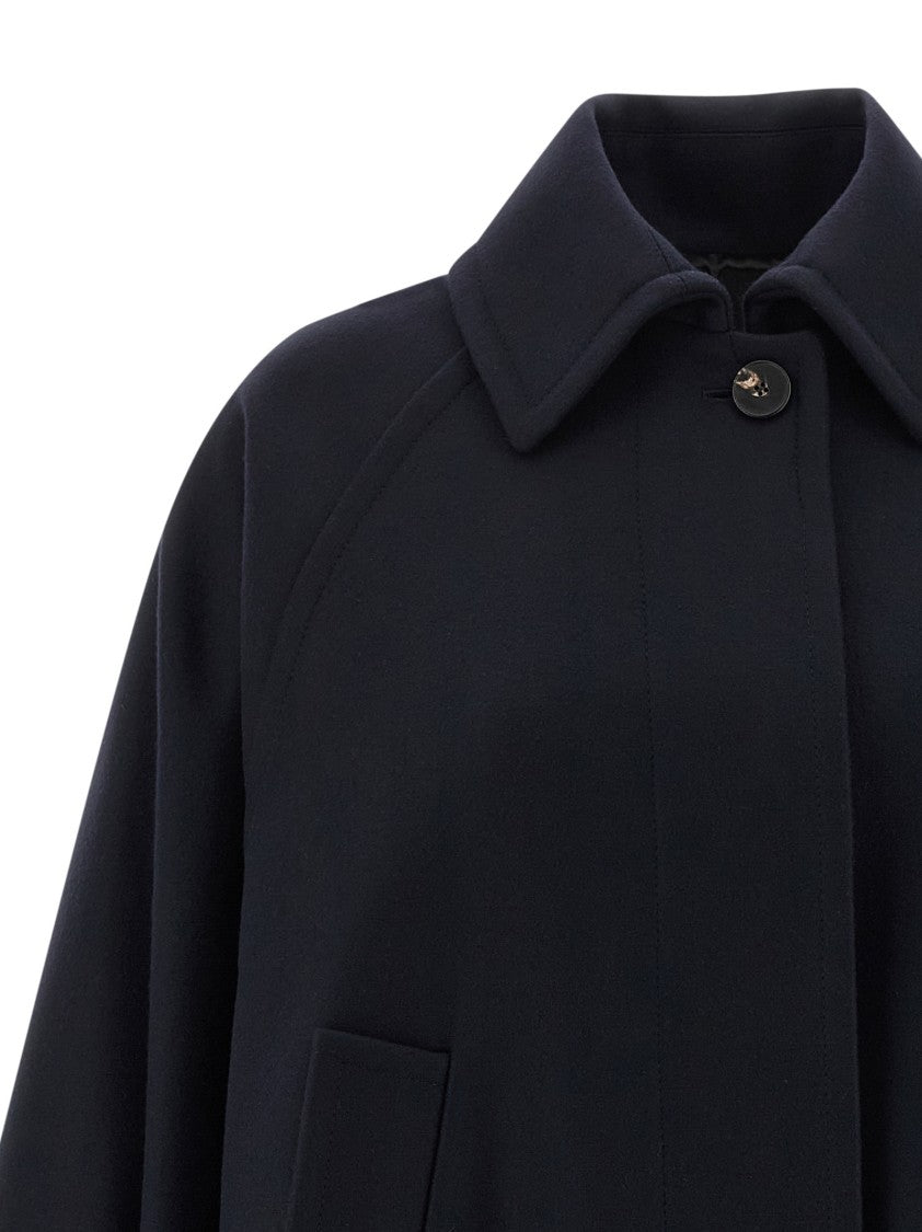 Alberto Biani Wool Blend Caban With Bat Sleeves