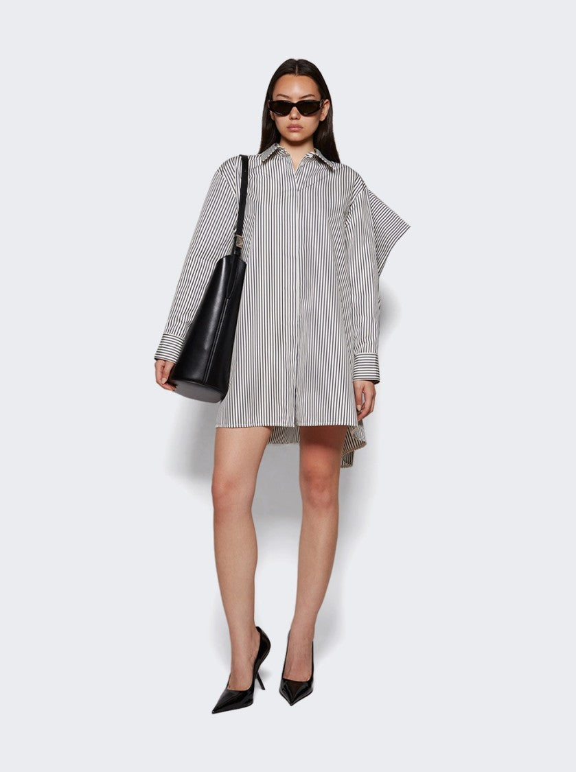 Proenza Schouler Isla Dress In Stripe Cotton Silk Poplin Navy