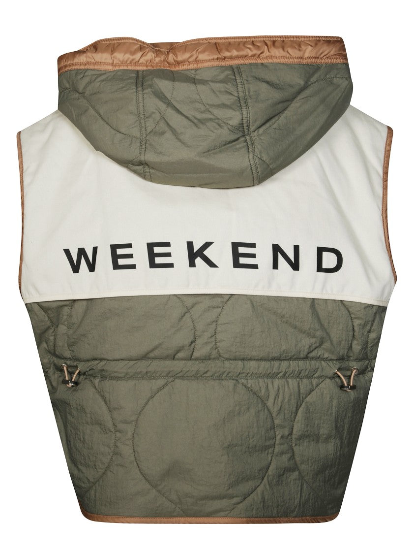Max Mara Dual-Tone Sleeveless Gilet With Hood And Adjustable Hem